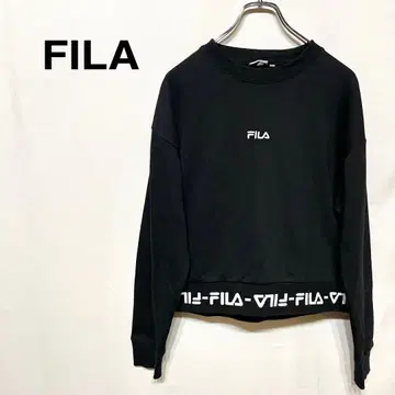 FILA 긴팔 트레이닝복 세미롱 기장 자수 로고 크루넥