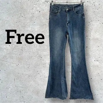 부츠컷 데님 [ 프리 ] 청바지 큰 키 하이웨스트 워시 가공