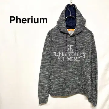 Pherium 긴팔 후드티 레귤러 기장 마다라 무늬 프린트 로고