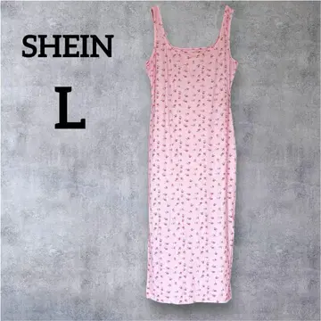 SHEIN [ L ] 원피스 롱 원피스 핑크 꽃무늬 슬리브리스