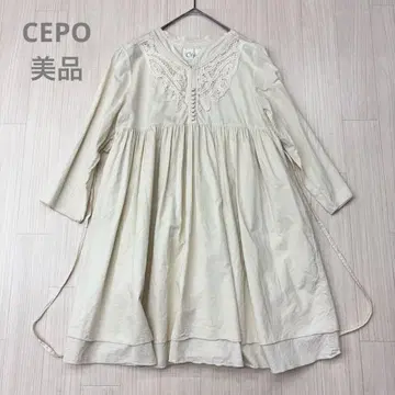 CEPO 세포 레이스 개더 튜닉 원피스 내추럴