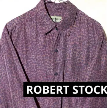 ROBERTSTOCK M 아트 디자인 실크 셔츠 올 패턴 패턴 긴팔 셔츠