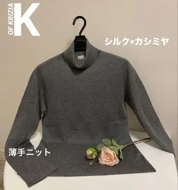 K-오브 크리치아 실크 x 캐시미어 터틀넥 스웨터 얇은 소재 그레이