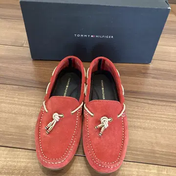 TOMMY HILFIGER 레드 모카신 스웨이드 23
