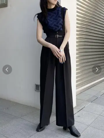 MURUA 인조 가죽 벨트 서스펜더 팬츠