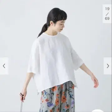 카구레 린넨 크루넥 하프 슬리브