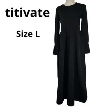 새상품 티티베이트 Titivate 니트 원피스 플레어 리브 블랙 L