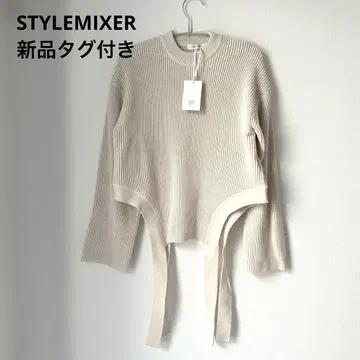 프리 사이즈 택 포함 새상품 STYLEMIXER 스타일 불규칙 밑단 니트