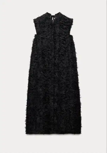 ZARA 프린지 부착 볼륨 미디 기장 원피스 자라