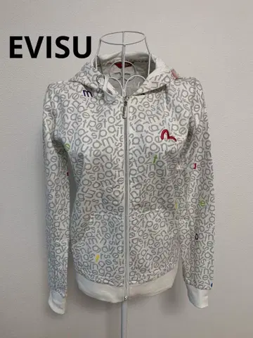 EVISU 총 로고 화이트 후드티