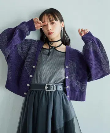 [ HARE/모드 스타일 ] 라메 메쉬 메탈 니트 가디건