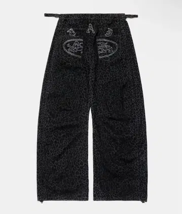 BADBLOOD Lion Patch Washed Barrel Pants