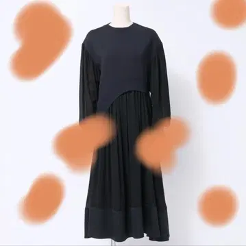 엘렌딕 절개 원피스 네이비 긴팔 롱 원피스