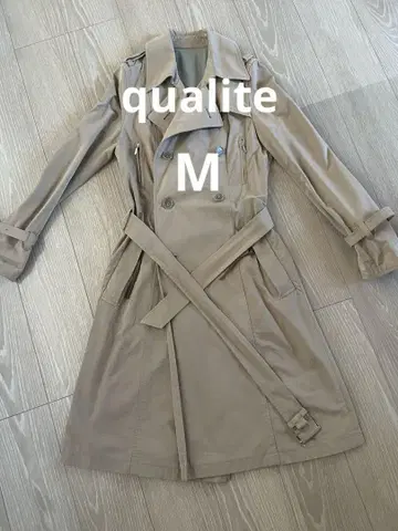 qualite 칼리테 베이지 더블 브레스트 트렌치코트 M