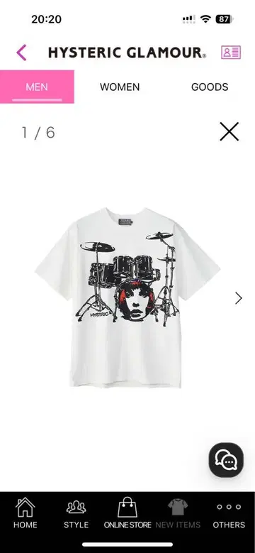 HYSTERIC GLAMOUR DRUMSET 티셔츠