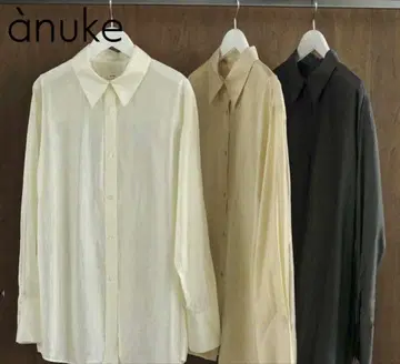 anuke 아이보리 시어 새틴 셔츠