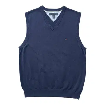 타미힐피거 코튼 V넥 니트 베스트 남성용 L 네이비 구제 의류