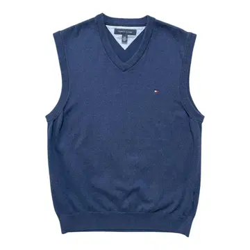 타미힐피거 코튼 V넥 니트 베스트 남성용 L 네이비 구제 의류