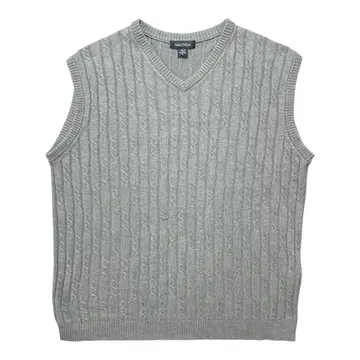 노티카 코튼 케이블 넥 니트 베스트 남성용 L 그레이