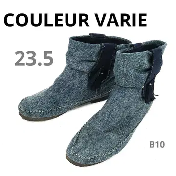COULEURVARIE 23.5 데님 느낌 부드러운 숏부츠 플랫힐