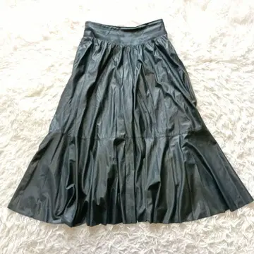 EPOCA 에포카 인조 가죽 롱 플레어 스커트 40 안감 부착 일본제