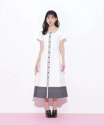 JILL by JILL STUART 반팔 플레어 니트 원피스
