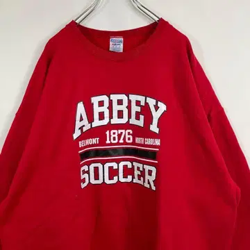 ABBEY 축구 프린트 맨투맨 구제 의류 레드 2XL 23sw1