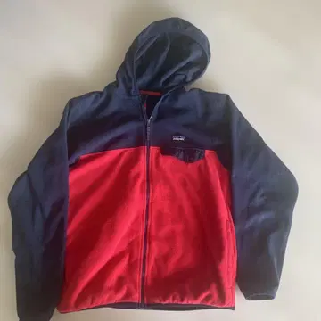 patagonia 풀 집업 후드 부착 플리스 자켓 네이비/레드
