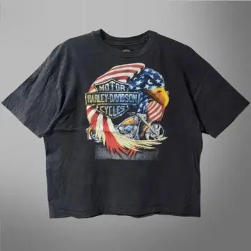 90s 할리데이비슨 성조기 이글 USA제 페이드 블랙 2XL