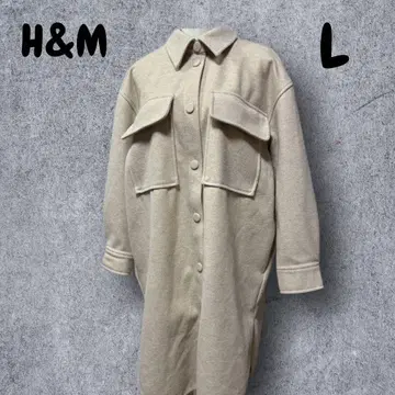 2070 [ H&M ] 아우터 롱 코트 L 스냅 버튼 베이지