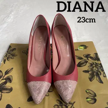 DIANA 새상품급 스틸레토 하이힐 핑크 레이스 23cm