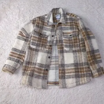 ZARA 체크 무늬 릴랙스 핏 셔츠 L