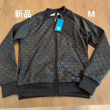 새상품 M 아디다스 모노그램 저지 트레포일 올 패턴 블랙