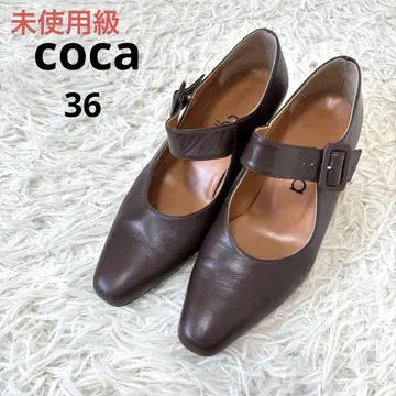 미사용급 coca 스트랩 펌프스 천연 가죽 일본제 브라운