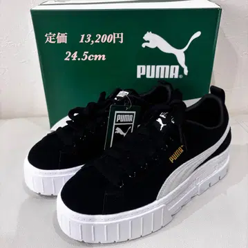 새상품 [ PUMA ] 푸마 메이즈 스니커즈 천연 가죽 블랙 24.5cm