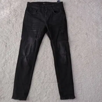 ZARA 데미지 가공 다크 그레이 슬림핏 데님 38
