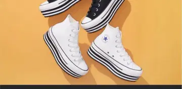 Converse 하이컷 스트라이프 밑창 스니커즈 화이트