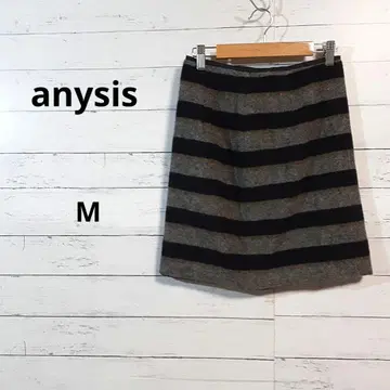anysis 그레이와 블랙 보더 타이트 스커트 울 M 사이즈 /74