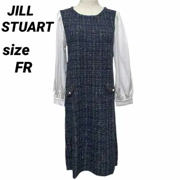 [미사용품] 질스튜어트 트위드 니트 원피스 FR 긴팔 네이비