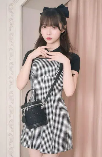 미셸 마카롱 숏 볼레로 앙상블 깅엄 원피스