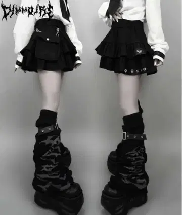 디엠모어 PUNK 프릴 미니 스커트 Black 블랙