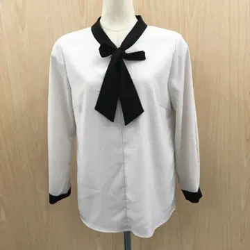 언타이틀 바이컬러 조젯 블라우스 F0917A05