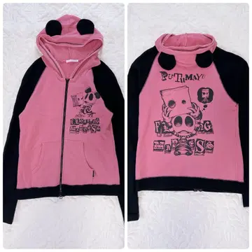 레어 PUTUMAYO 팬더 귀 후드티 핑크/블랙