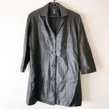 Capa Cuir 남성용 퓨어 염소 가죽 블랙 코트 사이즈 46
