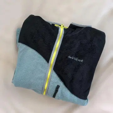남성용 Quiksilver 플리스 자켓 블랙 그레이 후드 M