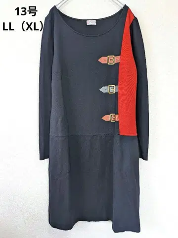 로베르타 카메리노 벨트 모티브 프린트 긴팔 원피스 13 LL XL