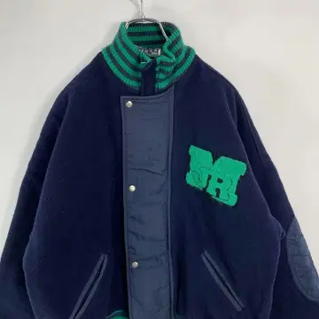 90s 스타디움 점퍼 바시티 자켓 울 혼방 블루종 구제 의류 XL 여성용