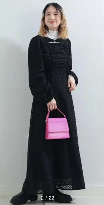 Ray BEAMS 자카드 컷 아웃 원피스 포멀