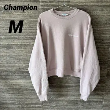 챔피온 소매 로고 맨투맨 트레이닝복 연보라 퍼플 새상품급 M