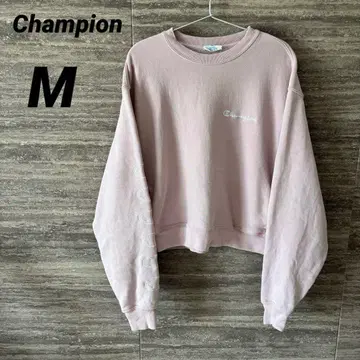 챔피온 소매 로고 맨투맨 트레이닝복 연보라 퍼플 새상품급 M